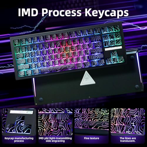 ZORNHER ZH870 Wireless Gaming Mechanical Keyboard,80% Black Custom Creamy Sound Keyboard with Lighted Up Black Topographic Keycaps,Creamy Sounding Linear Switches,Hot-Swappable,RGB Backlit - Image 3