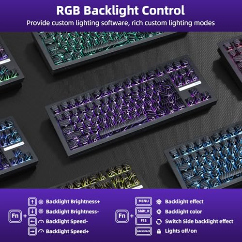 ZORNHER ZH870 Wireless Gaming Mechanical Keyboard,80% Black Custom Creamy Sound Keyboard with Lighted Up Black Topographic Keycaps,Creamy Sounding Linear Switches,Hot-Swappable,RGB Backlit - Image 5