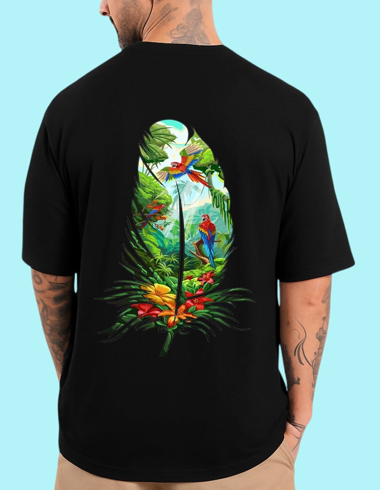 DIVIS Oversized Black Graphic T-Shirt for Men - Image 1