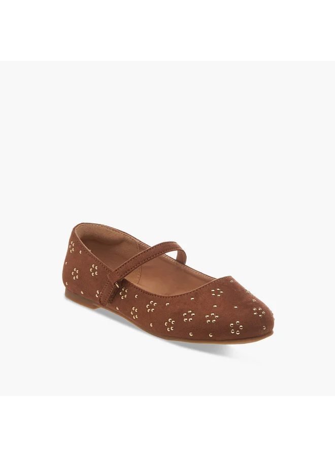 ميسي الصغيرة Girls Embellished Ballerina Shoes with Hook and Loop Closure