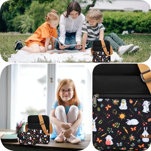 Leaper Girls Crossbody Purses 2 PCS Rabbit Messenger Bag Carrots Canvas Crossbody Bag and Purse Set for Women Bunny Black - Image 3