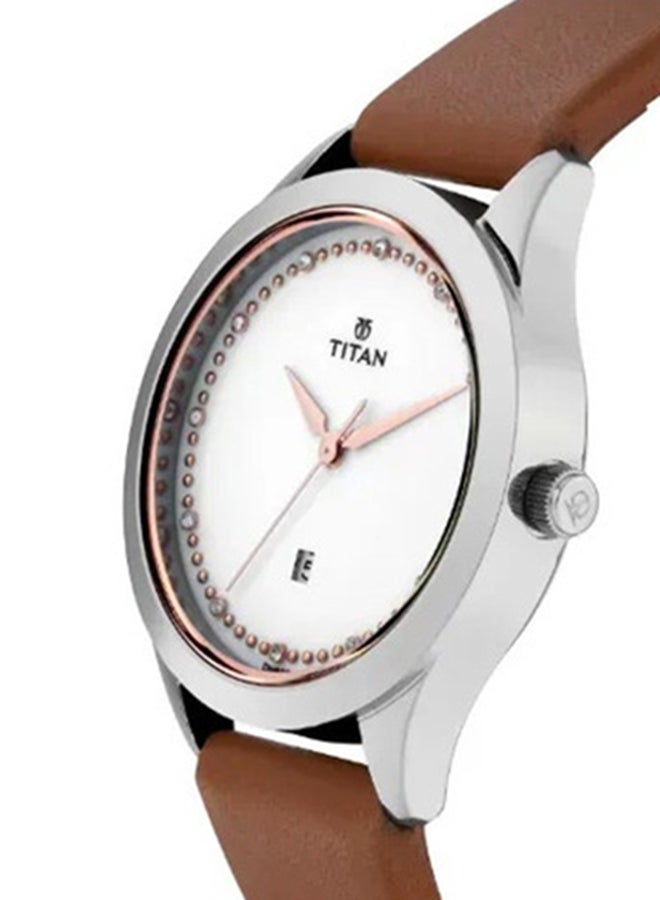 TITAN White Dial Date Function Leather Strap Watch - Image 2