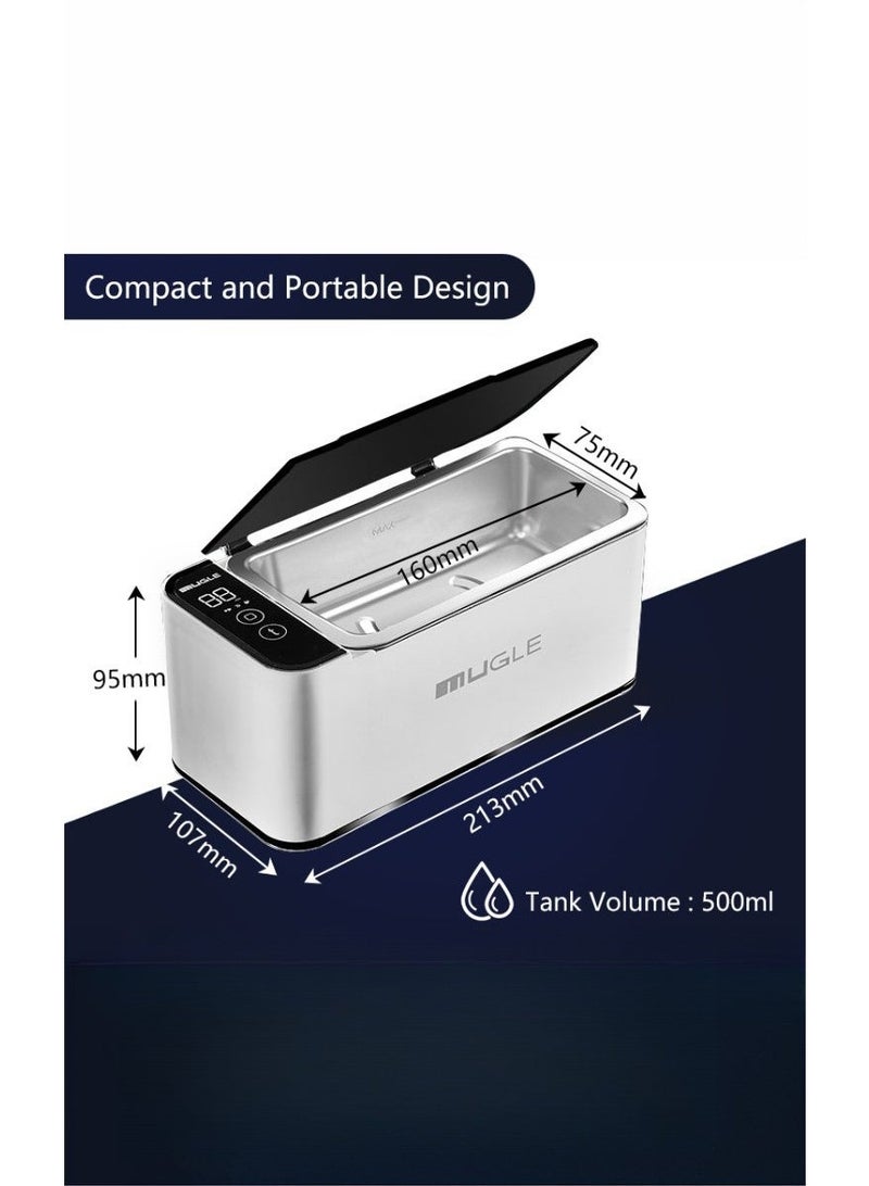 mUGLE Ultrasonic Cleaner 500ml, Portable Ultrasonic Cleaning Machine For Jewelry,Glasses,Retainer - Image 4