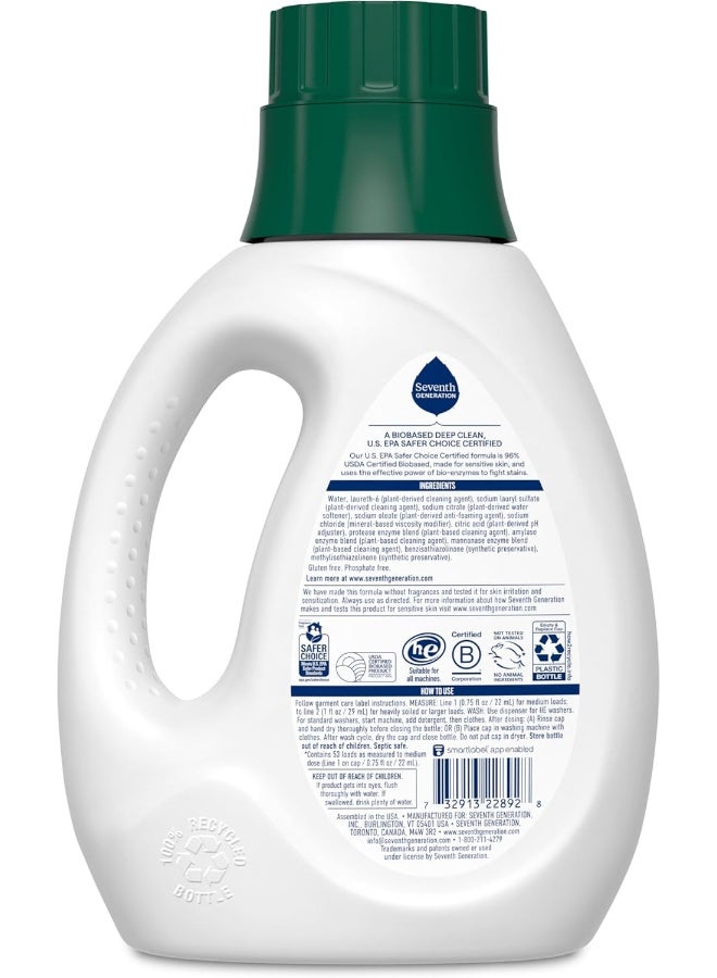 Seventh Generation Concentrated Laundry Detergent Liquid Free & Clear Fragrance Free 40 oz - Image 2