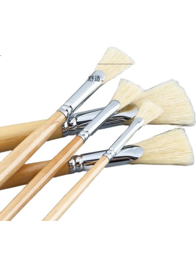 Transon Gouache Brush Set, 6 Pig Bristle Fan-Shaped Brushes, Acrylic Oil Painting Pigment-Specific Brushes, Art Exam Fish Tail Original Bristle, Sketching, Marker Drawing - Image 1