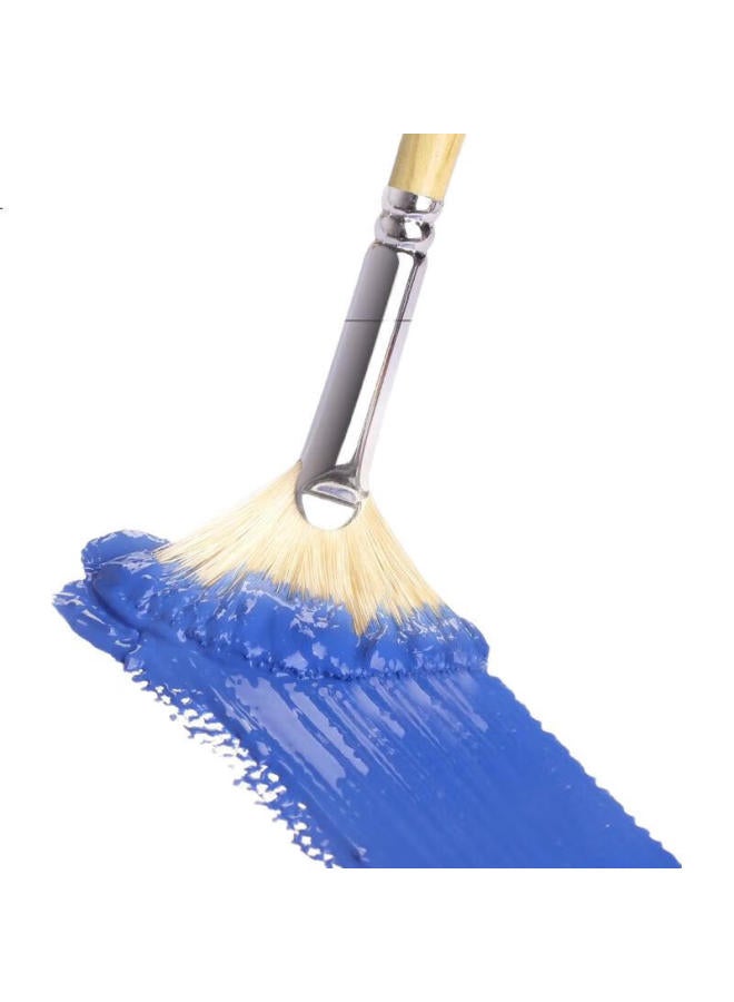 Transon Gouache Brush Set, 6 Pig Bristle Fan-Shaped Brushes, Acrylic Oil Painting Pigment-Specific Brushes, Art Exam Fish Tail Original Bristle, Sketching, Marker Drawing - Image 3