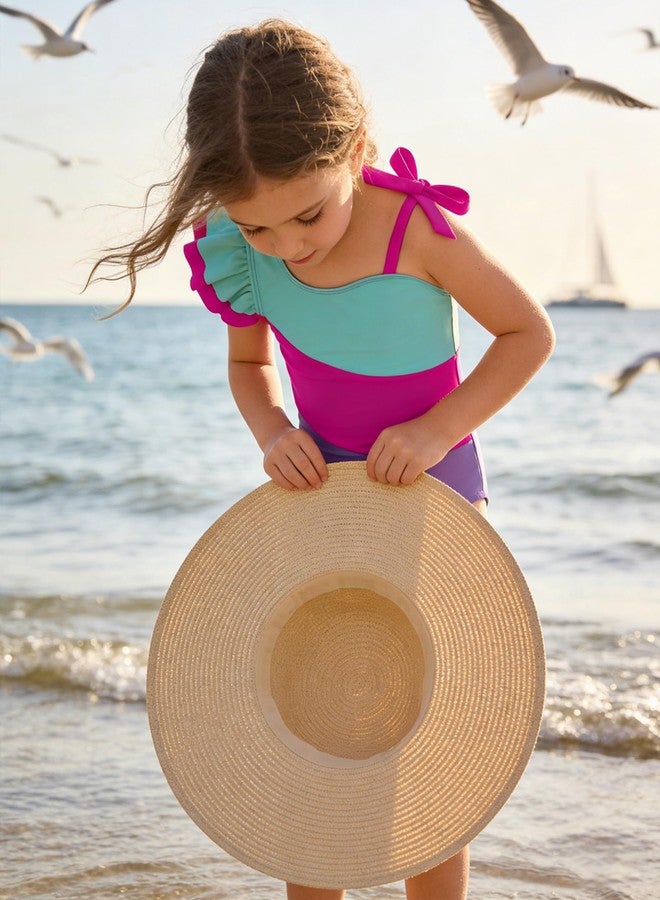 Redair 3t Bathing Suit Girl 4t Swimsuit Girls One Piece Stretch Quick-Dry Green Swimsuits for Summer Beach Swimming Color Block with Ruffled Sleeve Toddler Girl Swimsuit 4t - Image 3