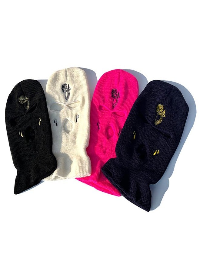 FASHIXD Embroidered Knit Ski Mask - 3-Hole Winter Balaclava for Men & Women (US, Alpha, One Size, Navy Blue) - Image 3