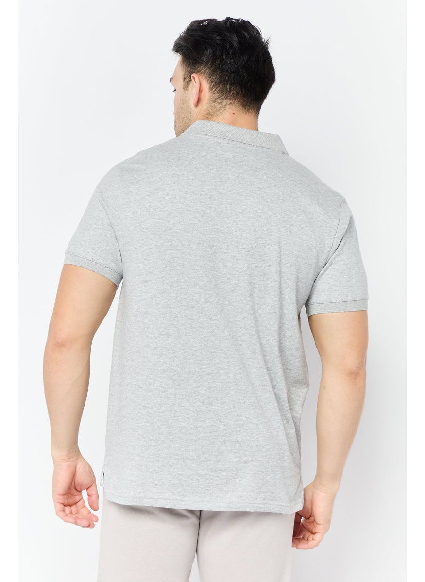 TapouT - Men Regular Fit Graphic Brand Logo Short Sleeves Polo Shirt, Grey - Image 1