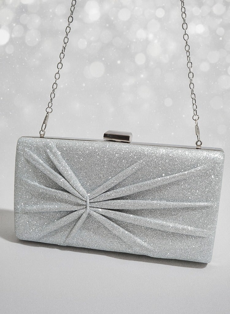 Women's Silver Evening Clutch – Shiny Elegant Design for Parties & Special Occasions - Image 1