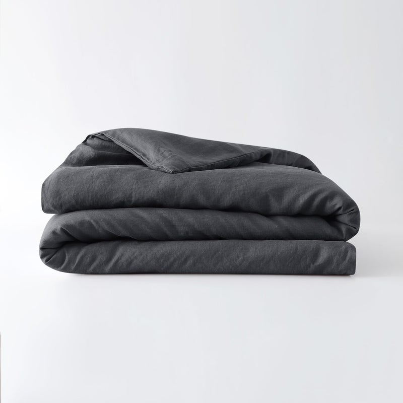 Baloo Baloo 100 French Linen Duvet Cover for Weighted Comforter Charcoal  90x90  FullQueen Size  Cooling  Soft  Certified European Flax  for Baloo 15  20 lbs Weighted Comforter 