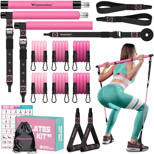 Pilates Bar Kit with Resistance Bands Multifunctional Pilates Bar for Women Men with HeavyDuty Metal Adjustment Buckle Pilates Home Equipment for Full BodyWorkouts