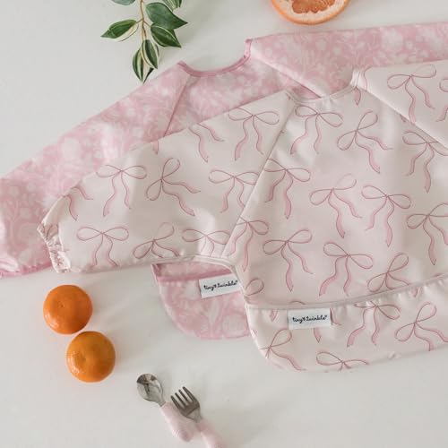 Tiny Twinkle Long Sleeve Bib for Babies Toddlers 2Pack Waterproof Smock Bib for Eating Machine Washable MessProof Feeding Essentials Newborn Shower Gift ToileBows 624M - Image 3