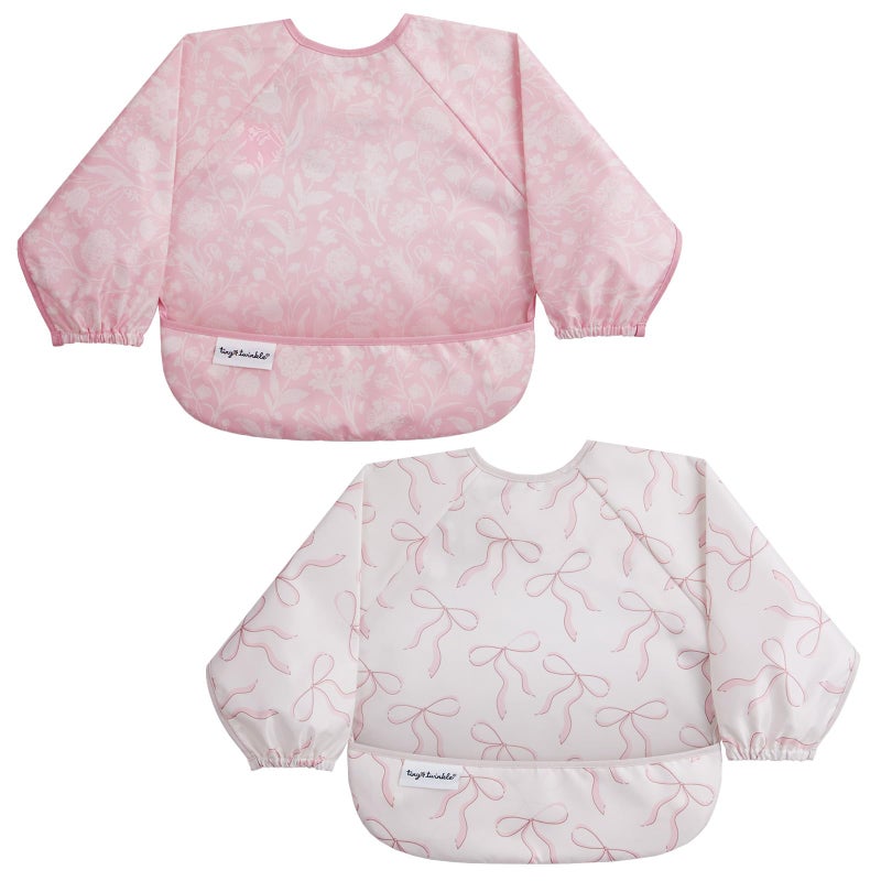 Tiny Twinkle Long Sleeve Bib for Babies Toddlers 2Pack Waterproof Smock Bib for Eating Machine Washable MessProof Feeding Essentials Newborn Shower Gift ToileBows 624M - Image 2