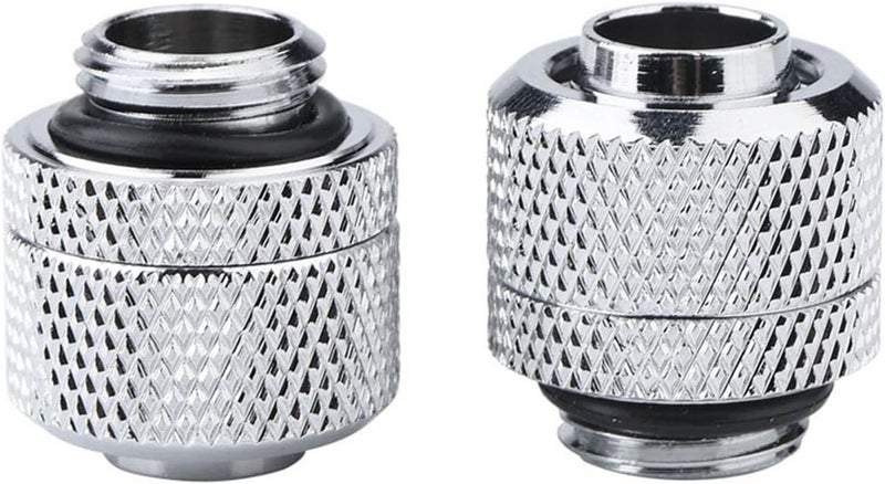 Silver Plated Brass G1 4 Thread Tube Connector For PC Water Cooling 9 5mm 12 7mm 2PCS - Image 1