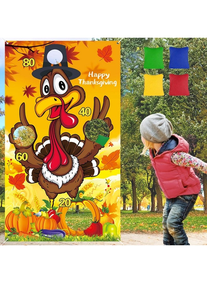 iPartyCool Fall Festival Games, Thanksgiving Games, Turkey Bean Bag Toss Games Banner Backdrop with 4 Big Bean Bags Fall Party Games for Kids Teens Adults Fall Party Decorations Party Favors Outdoor Games - Image 1