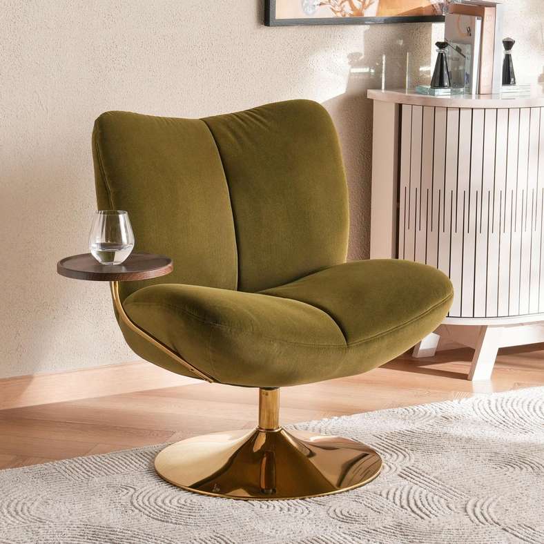 Pan Home CARINO SWIVEL ACCENT CHAIR WITH TABLE - GREEN - Image 1