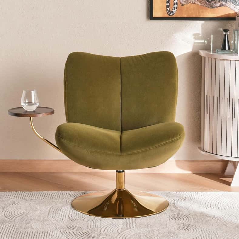 Pan Home CARINO SWIVEL ACCENT CHAIR WITH TABLE - GREEN - Image 2
