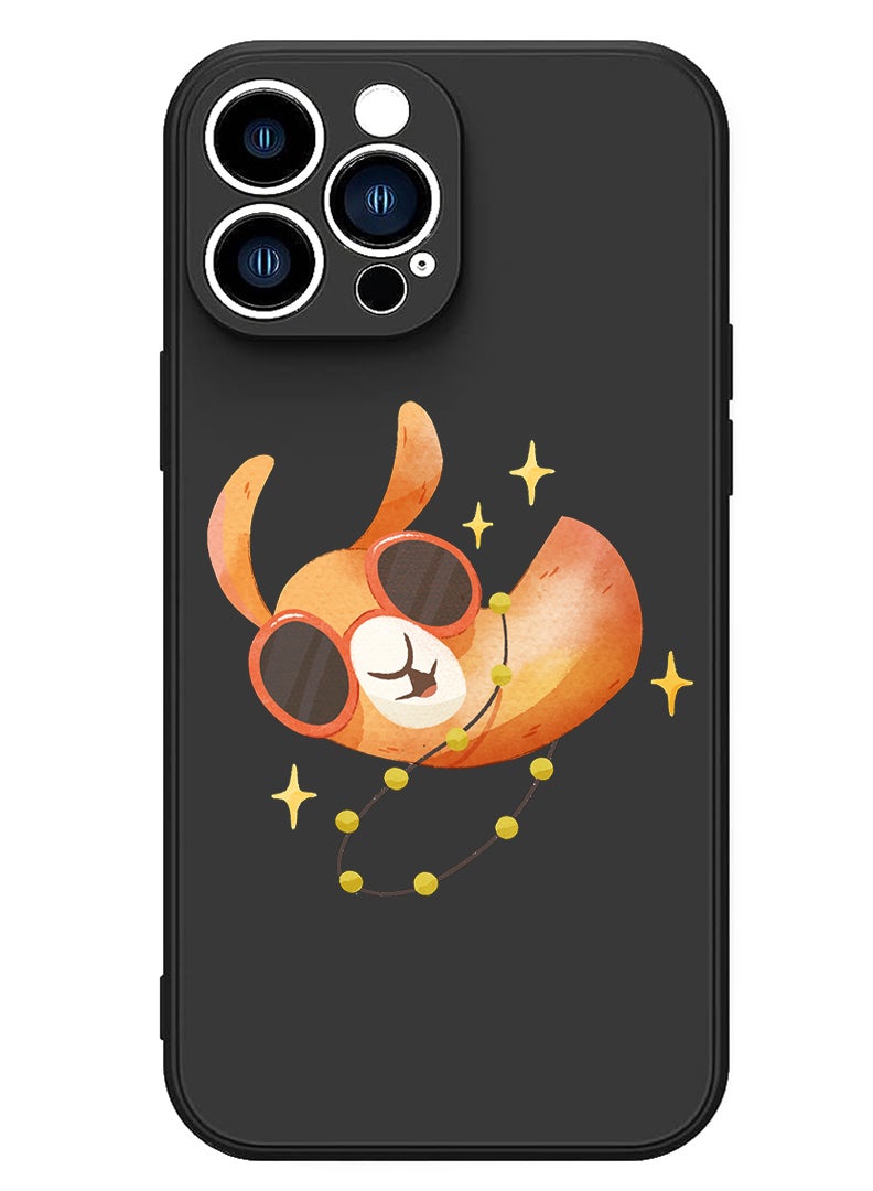 Theodor Protective Slim Fit Case Liquid Silicone Cover with Full Body Protection Anti-Scratch Shockproof Case For iPhone 15 Pro Black - Camel wearing goggles  - Image 1