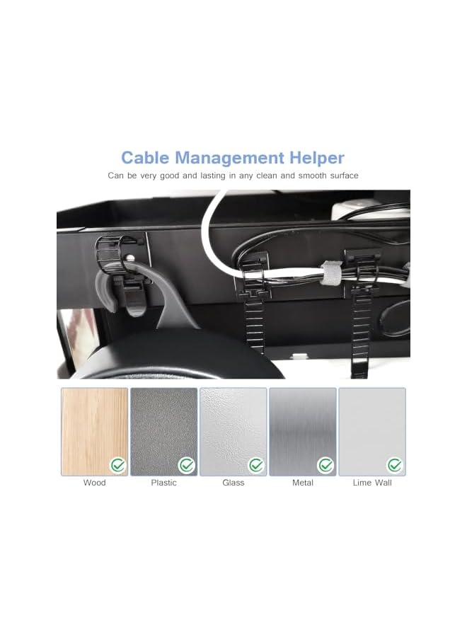 S-TOP 100PCS Adhesive Cable Ties Cable Clips, Self-adhesive Nylon Straps, Adhesive Cable Management Clips for Wire Management (Black-Adhesive Ties) - Image 3