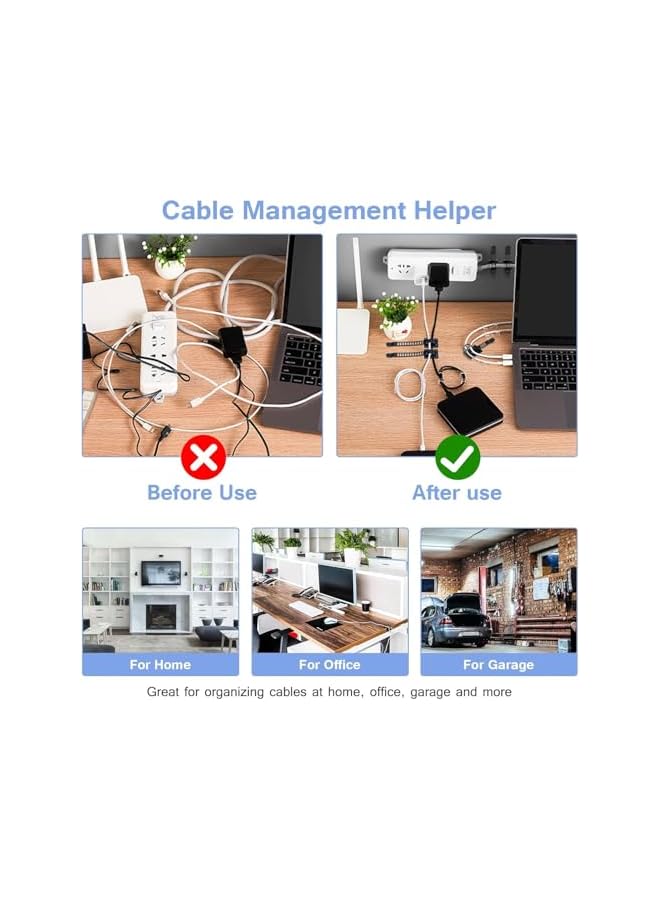 S-TOP 100PCS Adhesive Cable Ties Cable Clips, Self-adhesive Nylon Straps, Adhesive Cable Management Clips for Wire Management (Black-Adhesive Ties) - Image 2