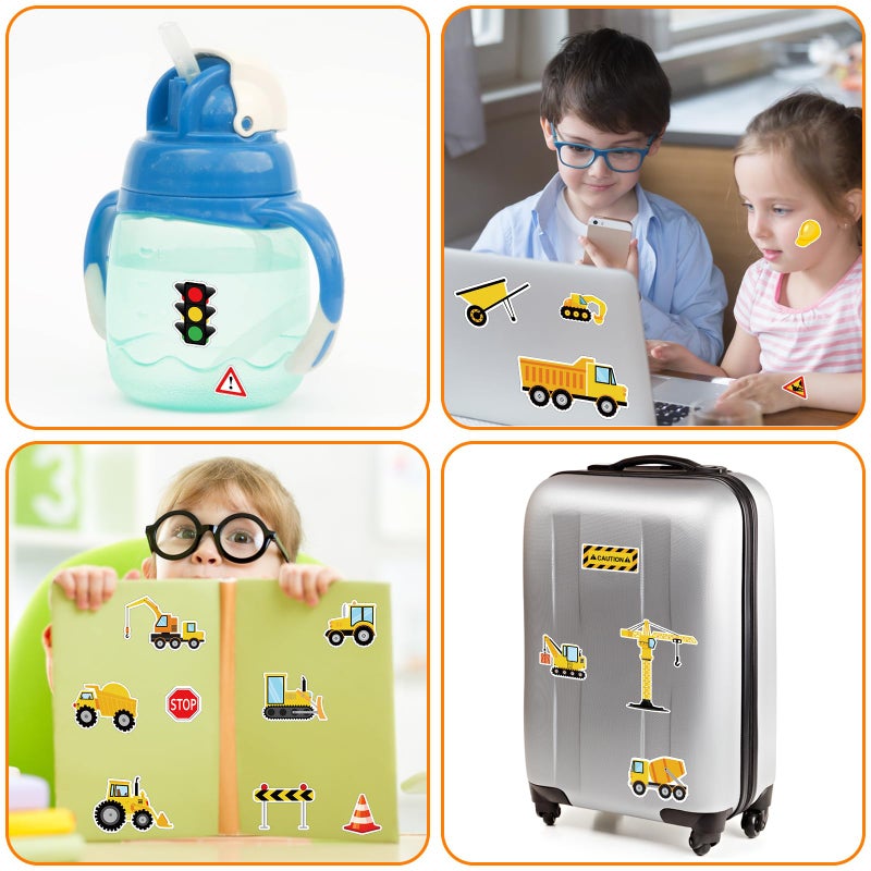 Harloon 500 Pcs Construction Sticker Car Bus Truck Airplane Ship Thick Gel Cling Truck Transportation Vehicle Sticker for Toddler Kid Teaching School Home Party Supplies - Image 5