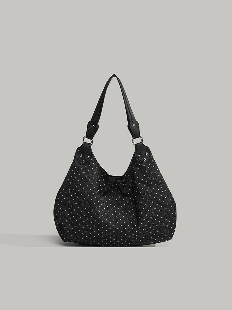 Korean Style Retro Polka Dot Handheld Tote Bag For Women Niche Fashion Versatile Large Capacity Shoulder Bag - Image 5