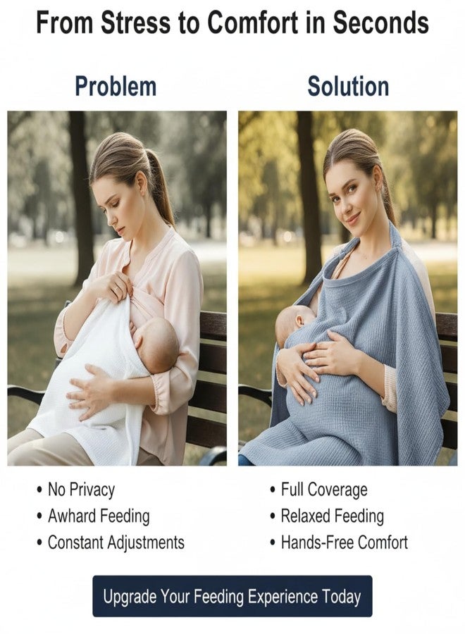 Kelexx Nursing Cover for Baby Breastfeeding – Breathable 100% Cotton Nursing Apron with Rigid Hoop, Privacy Cover, Lightweight Car Seat Canopy & Multi-Use Baby Essentials -Multi Color (Dusty Blue) - Image 4
