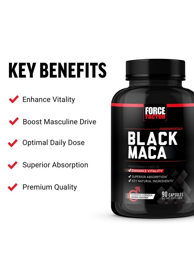 FORCE FACTOR Black Maca Root 1000mg, Vitality Supplement for Men with Black Pepper Extract for Absorption, Natural Maca Negra Extract, 90 Capsules - Image 2