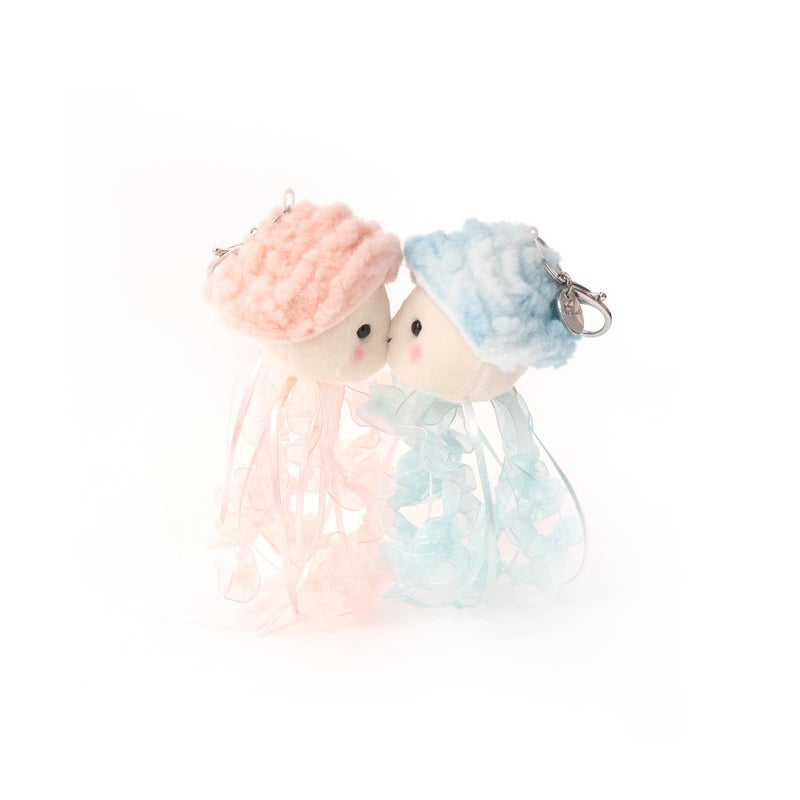 Plushland Magnetic Jellyfish Pair - Wavy & Chloe Kissing Plush Keychain Set, Ocean-Themed Calming Gift with Heart Charm, Dreamy Stuffed Animals for Peace & Love 4 Inches (Jellyfish Pair) - Image 1