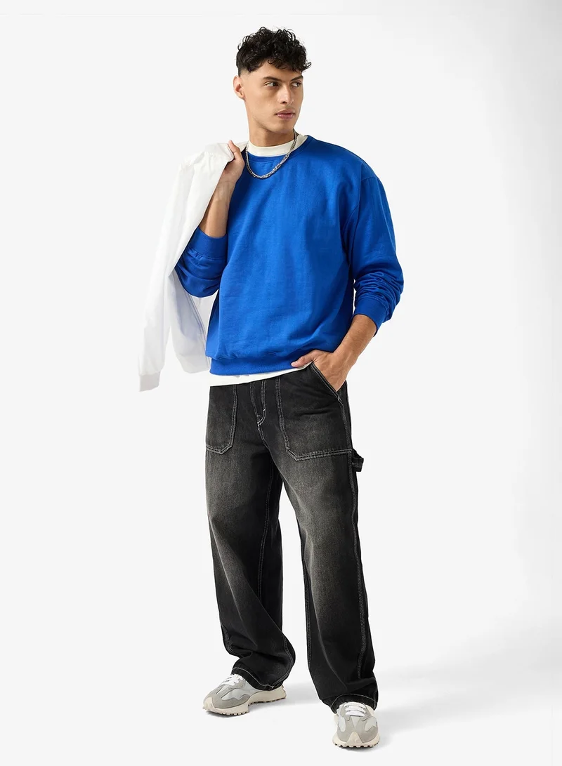 Seventy Five  Graphic Crew Neck Pullover Oversize Sweatshirt for Men | Best Price UAE