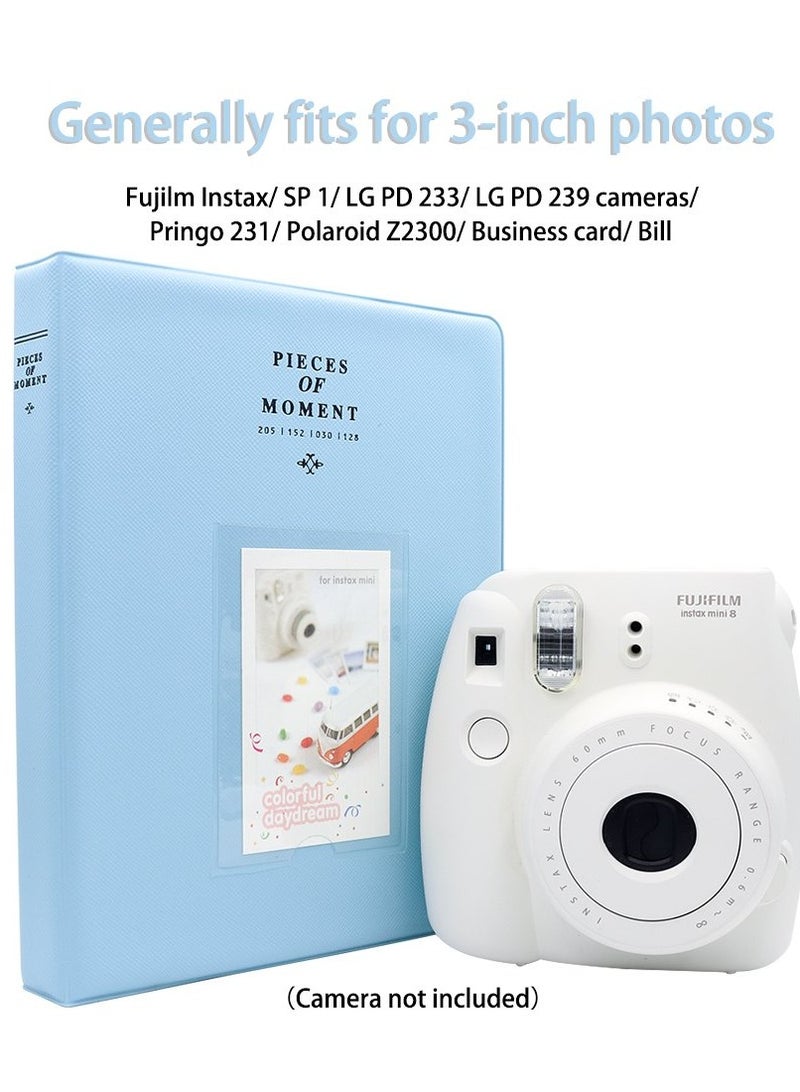 ألبوم صغير للجيب 64 قطعة لـ Fujifilm Instax Mini 7s 8 8+ 9 25 26 50s 70 90 ألبوم جيب صغير للكاميرا الفورية ألبوم صور 3 بوصة وبطاقة أعمال (أزرق ثلجي) - Image 4