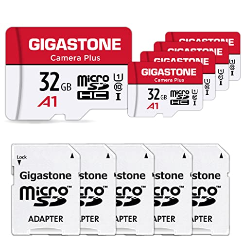 GIGASTONE 32GB Micro SD Card 5-Pack, MicroSDHC Memory Cards for Security Cameras, Wyze Cam, Roku, Full HD Video Recording, UHS-I U1 A1 Class 10, up to 90MB/s, with Adapter - Image 1