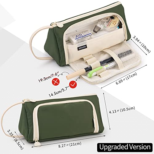 EASTHILL Pencil Case Large Capacity Pencil Pouch School Suppies Pen Case Simple Stationery College Office Organizer for Girls Adults-Deep Green - Image 3