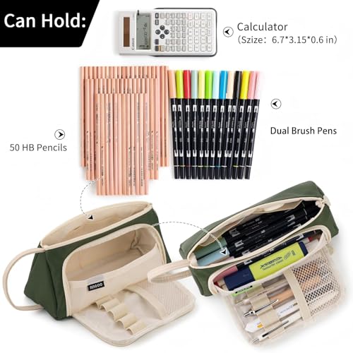 EASTHILL Pencil Case Large Capacity Pencil Pouch School Suppies Pen Case Simple Stationery College Office Organizer for Girls Adults-Deep Green - Image 4