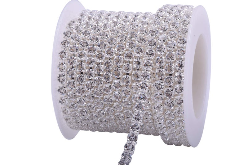 KAOYOO 5 Yards 4MM Zircon Rhinestones Close Chain Beaded Trim for Sewing CraftsDIY DecorationSilver - Image 3