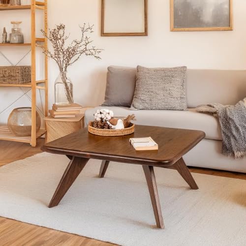 Streem Furniture Solid Wood Coffee Table for Living Room, Dining Room, Bedroom, Kitchen, Office Home Decor (Square Coffee Table, 55x55x40) - Image 1