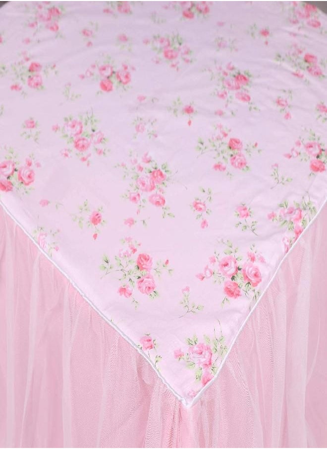 LELVA - LELVA Dust Ruffled Bed Skirts King Size Wrap Around Lace Bed Ruffle with Platform 18 inch Deep Drop Cotton Floral Girls Bed Sheets Pink - Image 1