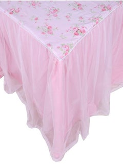 LELVA Dust Ruffled Bed Skirts King Size Wrap Around Lace Bed Ruffle with Platform 18 inch Deep Drop Cotton Floral Girls Bed Sheets Pink