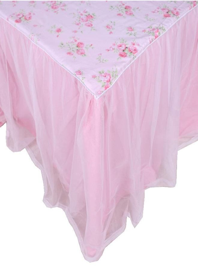 LELVA - LELVA Dust Ruffled Bed Skirts King Size Wrap Around Lace Bed Ruffle with Platform 18 inch Deep Drop Cotton Floral Girls Bed Sheets Pink - Image 1