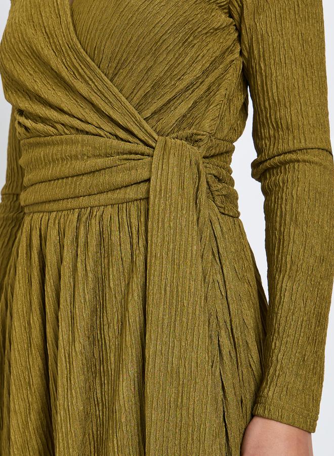 Styli Green Textured Wrap Maxi Dress - Image 3