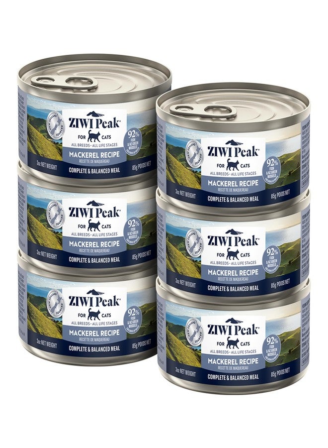 زيوي طعام القطط الرطب ZIWI Peak - طبيعي بالكامل، غني بالبروتين، خالٍ من الحبوب، مكونات محدودة، مع أغذية فائقة (سمك الماكريل، عبوة من 6 علب، 3 أونصة) - Image 1