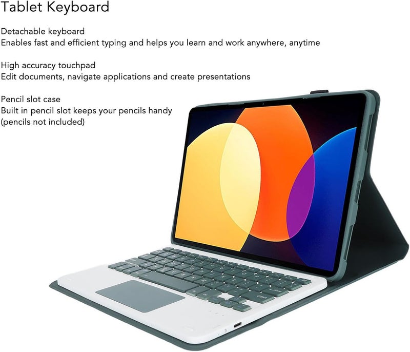 Pad 5 Pro 11" Tablet Keyboard Case Slim Lightweight Detachable for Wireless Keyboard for Pad 5 Pro Multi-Touch Gesture Touchpad 3 Angles ABS+TPU (Dark Green) - Image 4