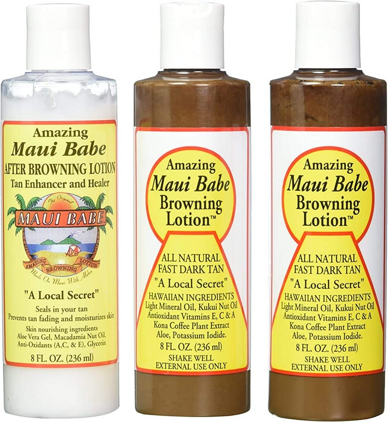 Maui Babe Tanning Pack (2 Browning Lotions 8 oz, 1 After Browning Lotion 8 oz), (Pack of 3) - Image 1