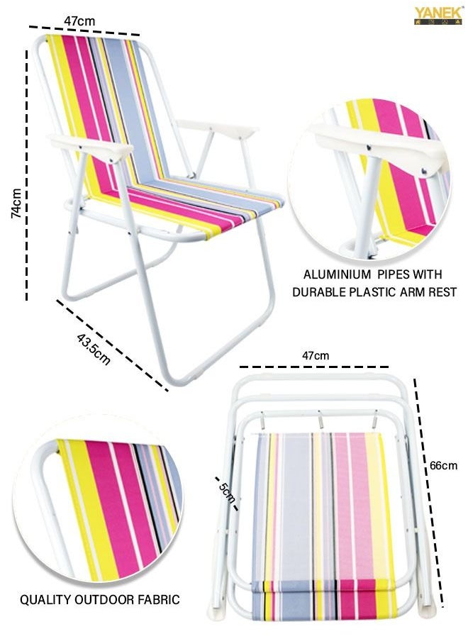 YANEK Foldable Beach Chair Striped, Multi-Color  - Image 4