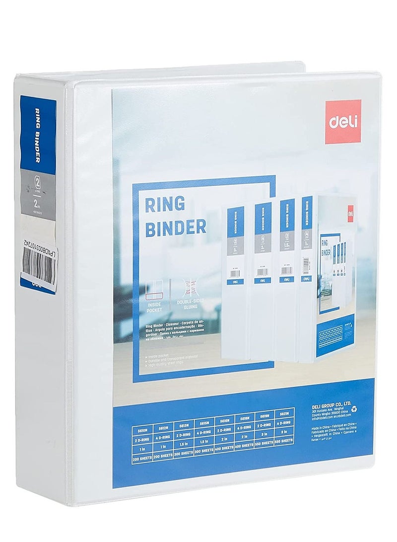 Deli 10-Piece Ring Binder White Two Rings 2Inch Wide  - Image 2