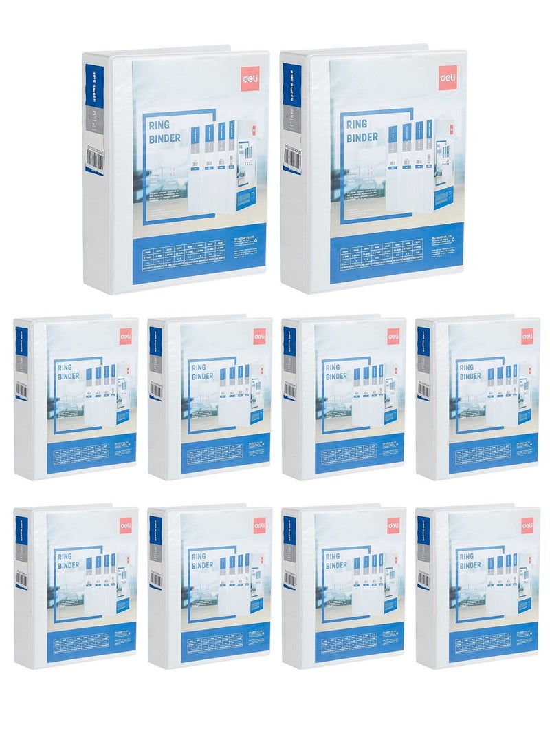 Deli 10-Piece Ring Binder White Two Rings 2Inch Wide  - Image 1