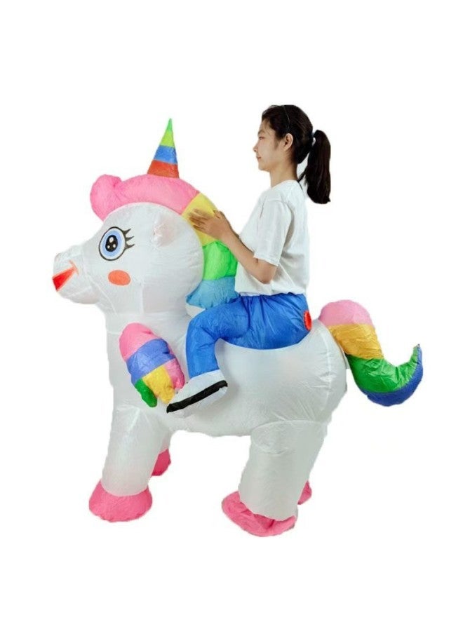 Loquat Unicorn Prop Suit Show Performance Suit Cartoon Animal Inflatable Air Model Suit Unicorn Inflatable Suit-Color:Cycling White Unicorn 150-190cm - Image 1