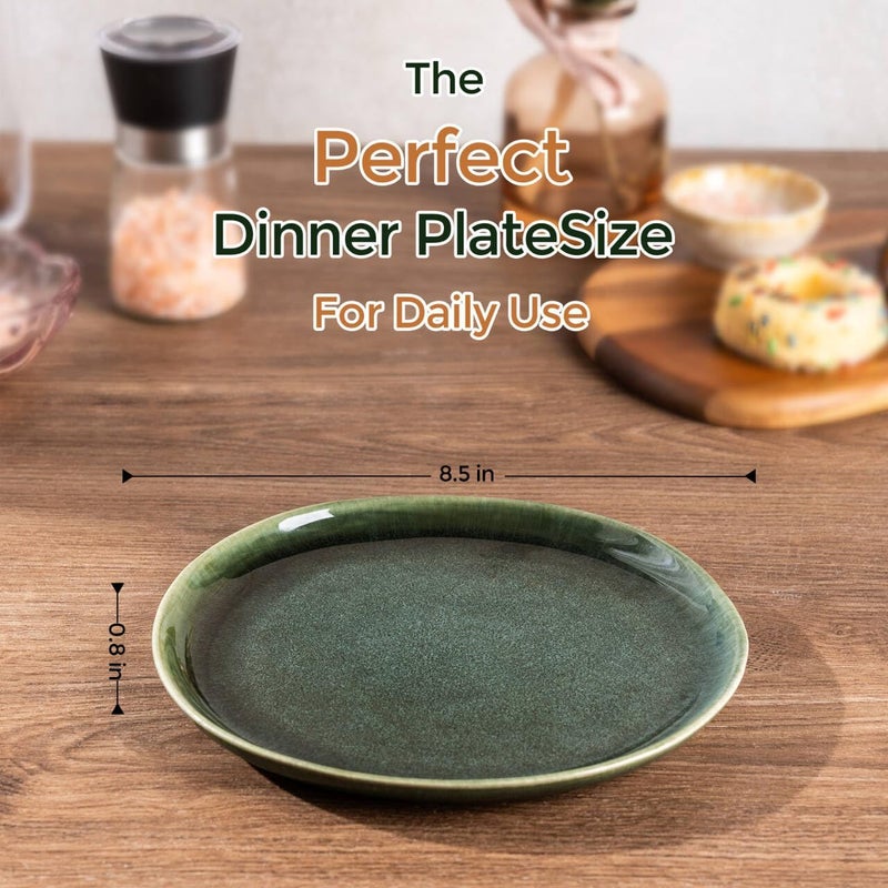 AmorArc Ceramic Plates Set of 6,8.5 Inch Handmade Reactive Glaze Stoneware Plates set for Dessert,Salad,Appetizer,Small Dinner Plates,Microwave & Dishwasher Safe,Scratch Resistant - Image 2
