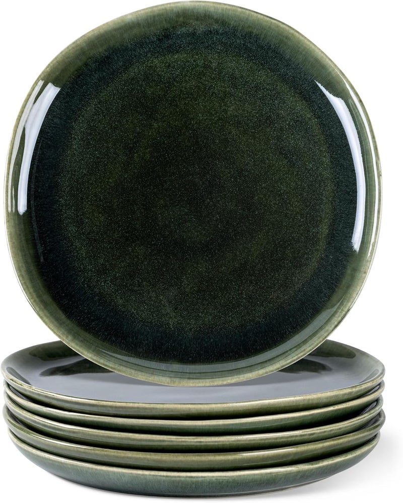 AmorArc Ceramic Plates Set of 6,8.5 Inch Handmade Reactive Glaze Stoneware Plates set for Dessert,Salad,Appetizer,Small Dinner Plates,Microwave & Dishwasher Safe,Scratch Resistant - Image 1